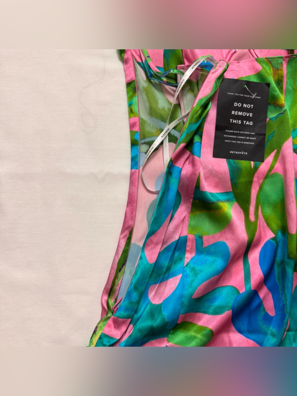 Retrofete Silvana Silk Dress in Jade Tropical Leaf - Picture 4 of 13